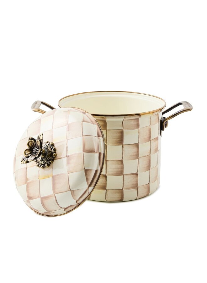 Mocha Check Enamel 7 Quart Stockpot