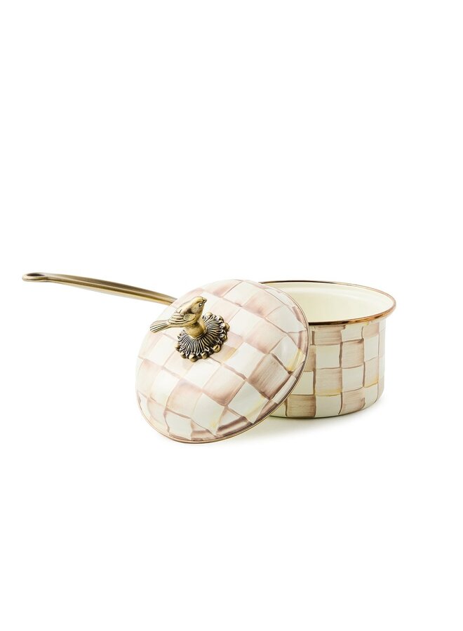 Mocha Check Enamel 2.5 Quart Saucepan