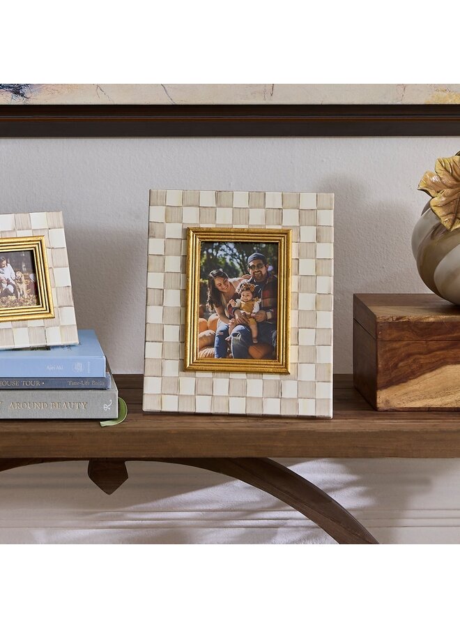 Mocha Check Enamel Frame - 4" x 6"