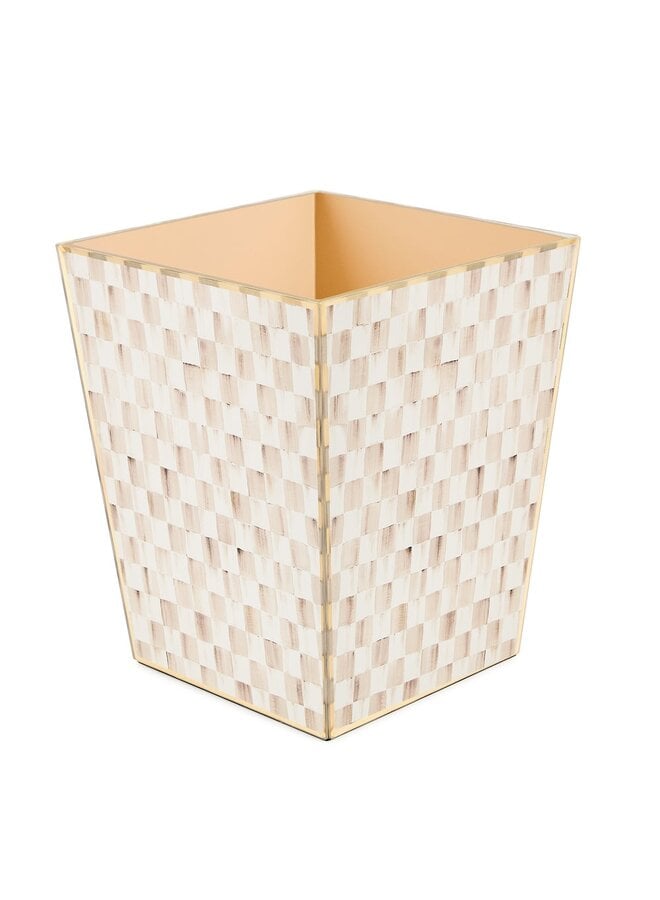 Mocha Check Glass Waste Bin
