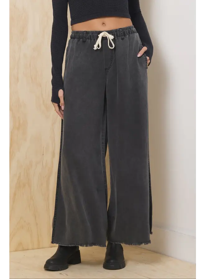 Tencel Wide Leg Pant - Charcoal -
