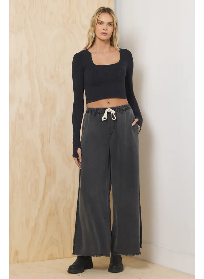 Tencel Wide Leg Pant - Charcoal -