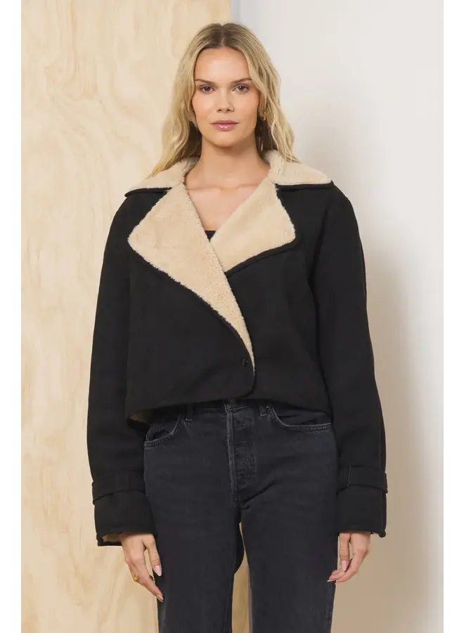 Suede Sherpa Short Trench Coat -