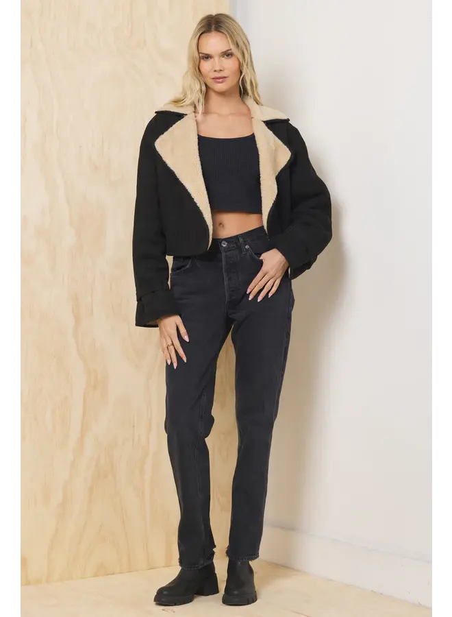 Suede Sherpa Short Trench Coat -