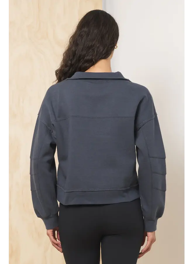 Surf Wash Henley Sweatshirt - Charcoal -