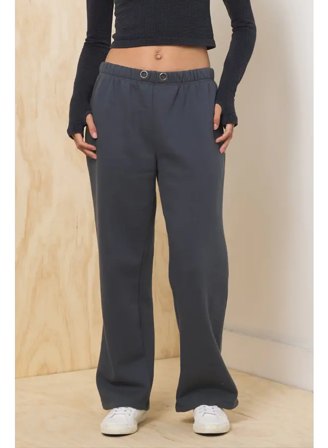 Surf Wash Wide Leg Pant with Grommet - Charcoal -