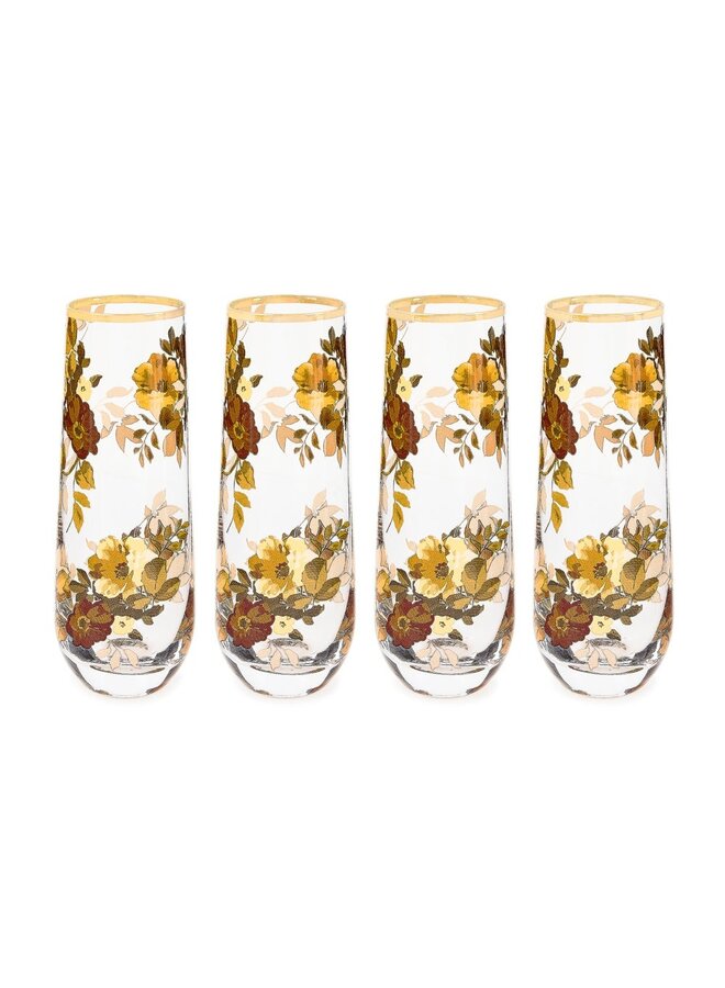Wild Rose Stemless Flute, Set of 4