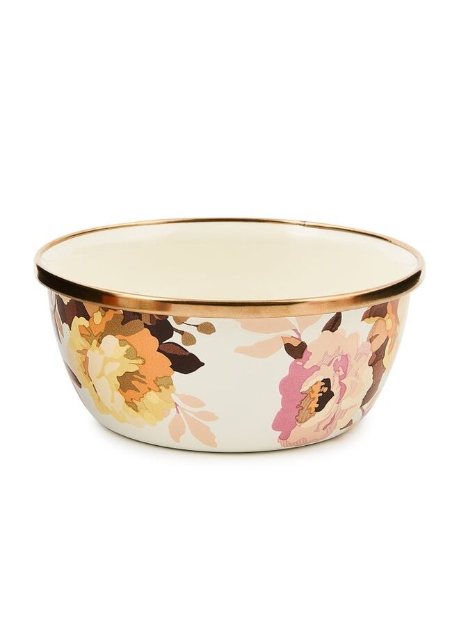 Wild Rose White Enamel Pinch Bowl