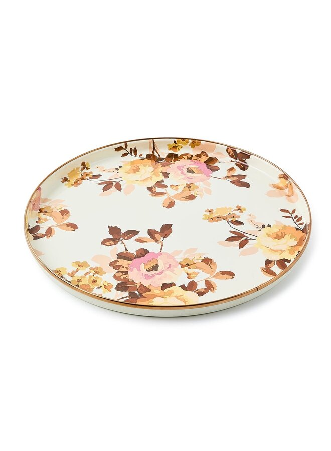 Wild Rose White Round Tray