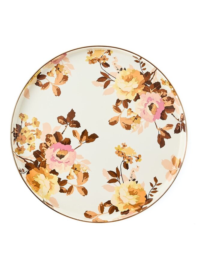 Wild Rose White Round Tray
