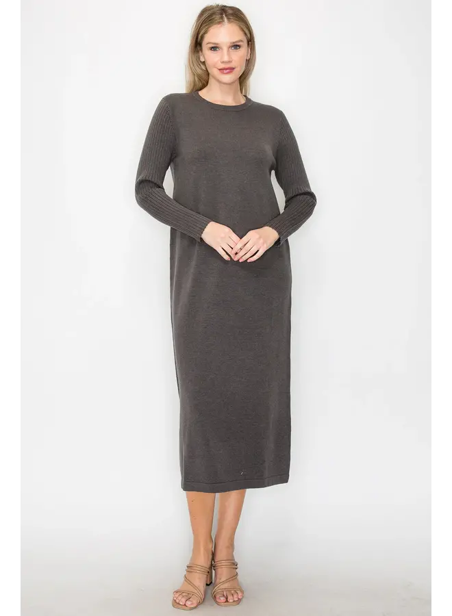Sandra Knitted Dress - Charcoal -