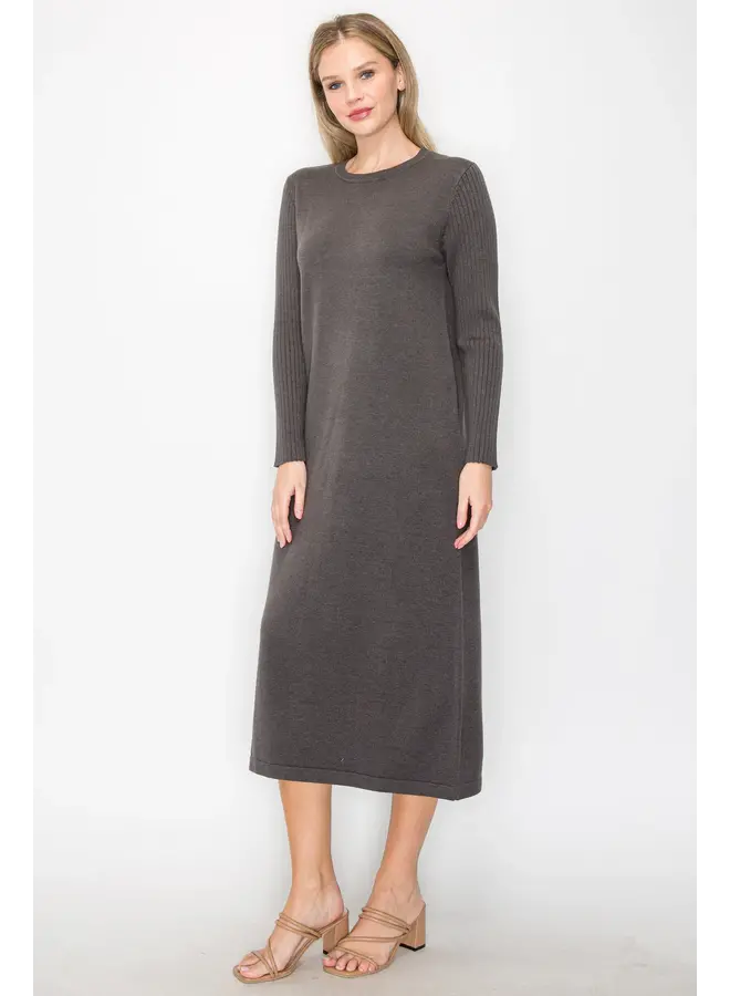 Sandra Knitted Dress - Charcoal -