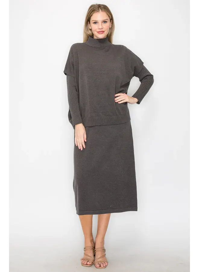 Sandra Knitted Dress - Charcoal -