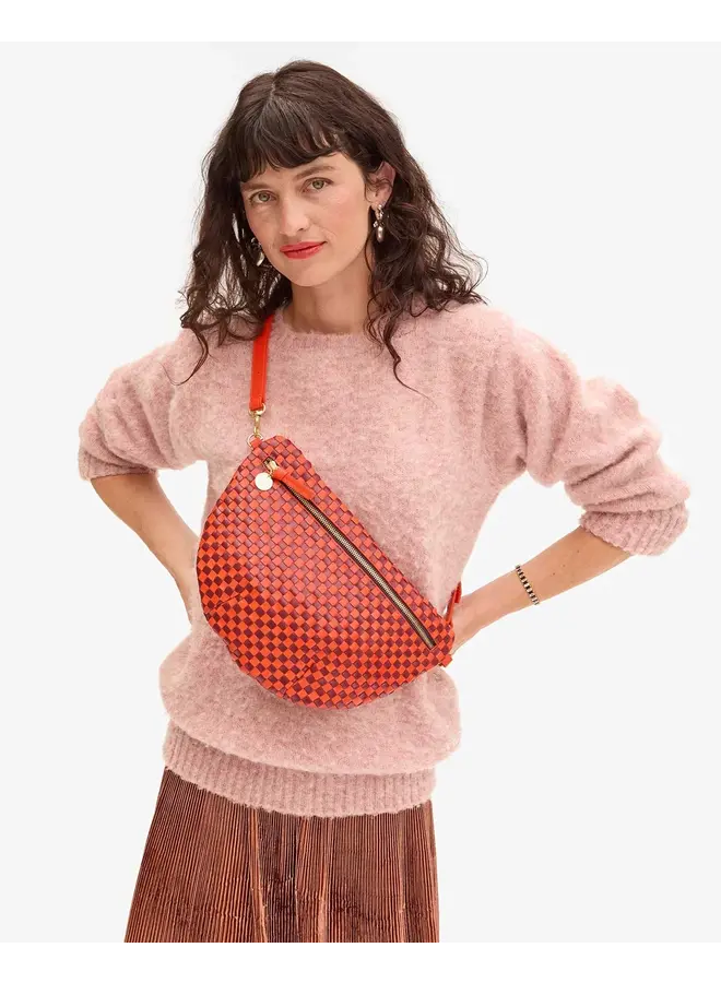 Grande Fanny - Poppy & Bordeaux Woven Checker