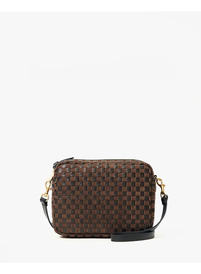 Midi Sac - Leather & Suede Woven Checker - Black/Chocolate