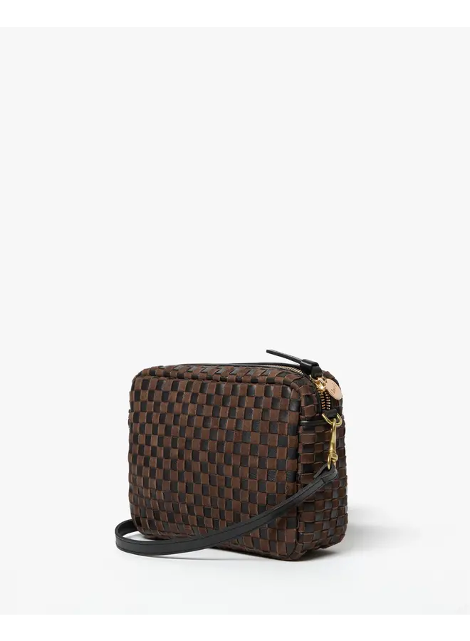 Midi Sac - Leather & Suede Woven Checker - Black/Chocolate