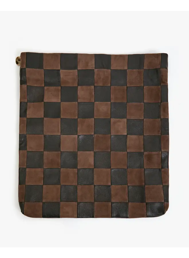 Carryall Clutch - Nappa & Suede Oversize Checker - Black/Chocolate