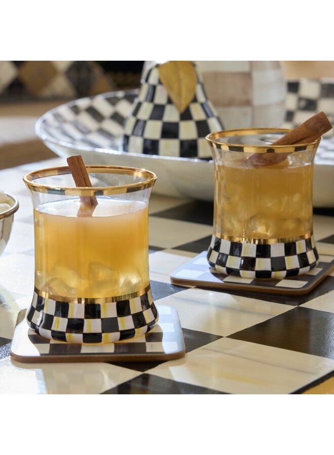 Courtly Checked Cork Back Coasters, Set Of 4