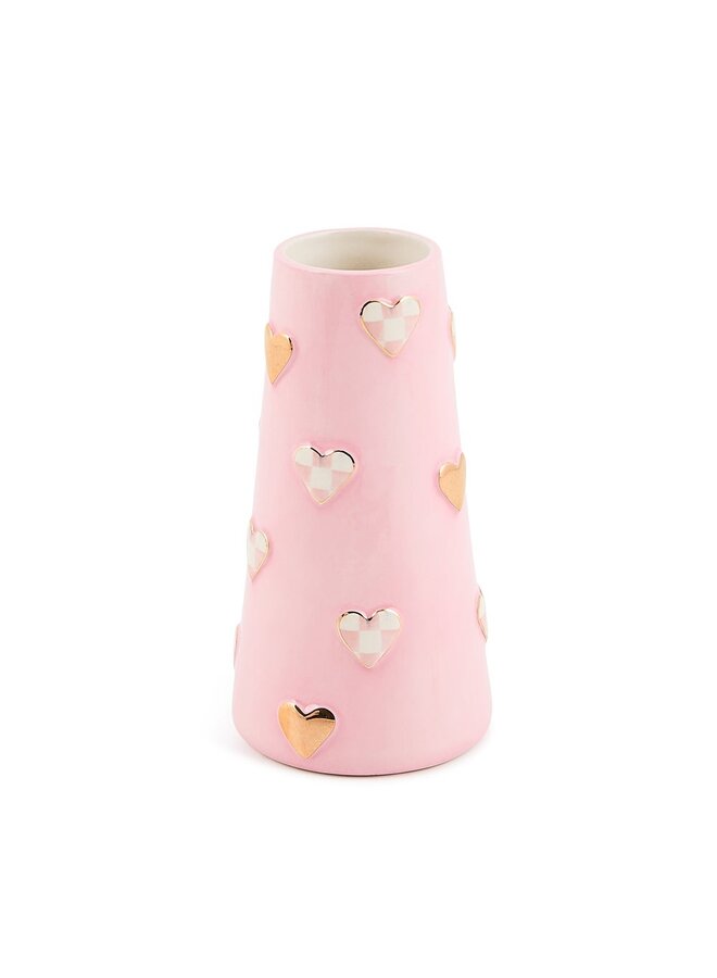 Rosy Check Tall Heart Vase