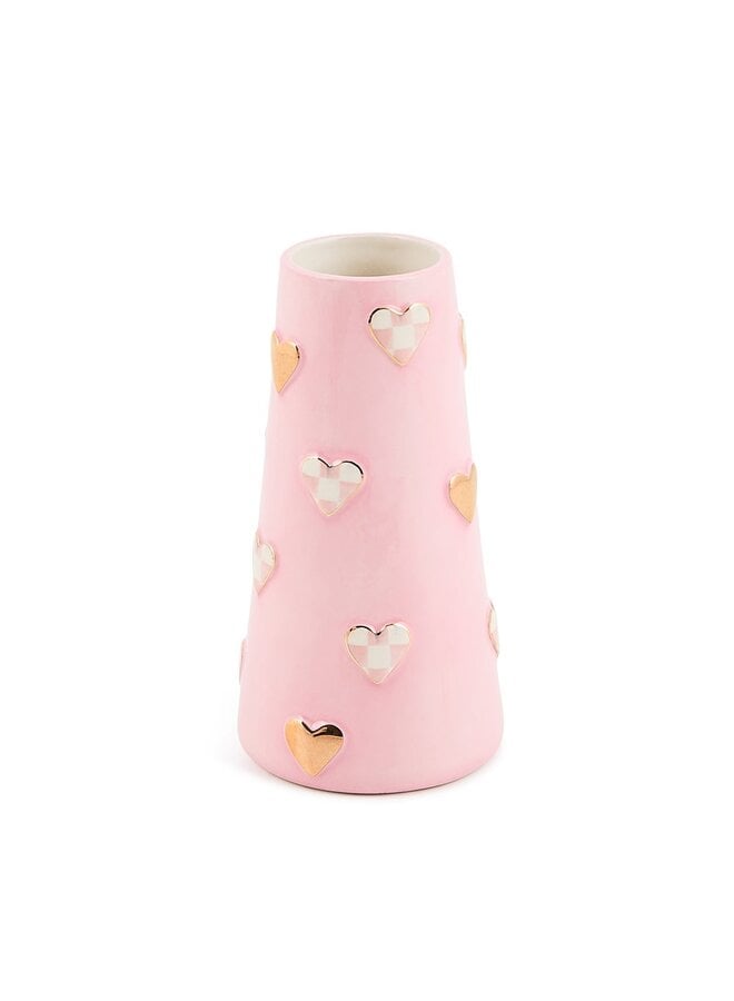 Rosy Check Tall Heart Vase