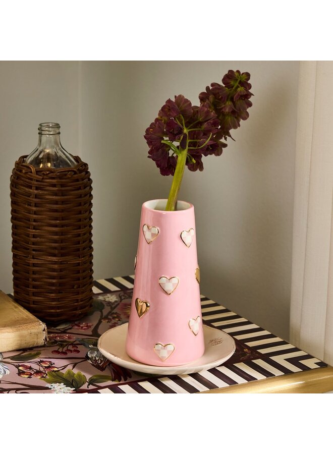 Rosy Check Tall Heart Vase