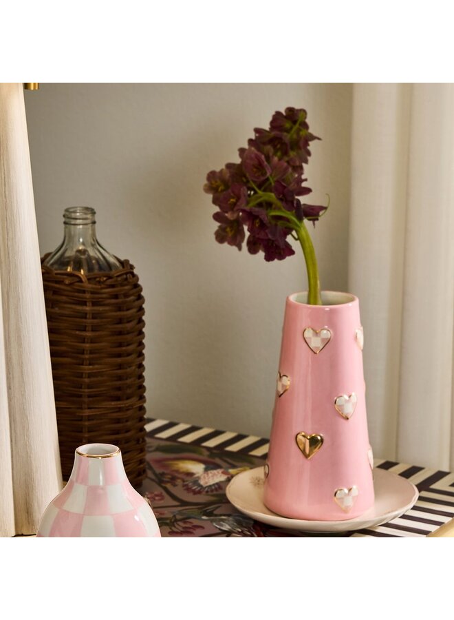 Rosy Check Tall Heart Vase