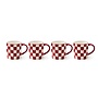 Cherry Check Mugs, Set of 4
