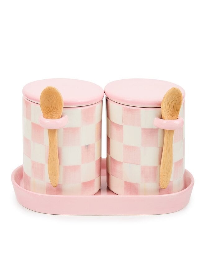 Rosy Check Farmhouse Canisters, Set of 2