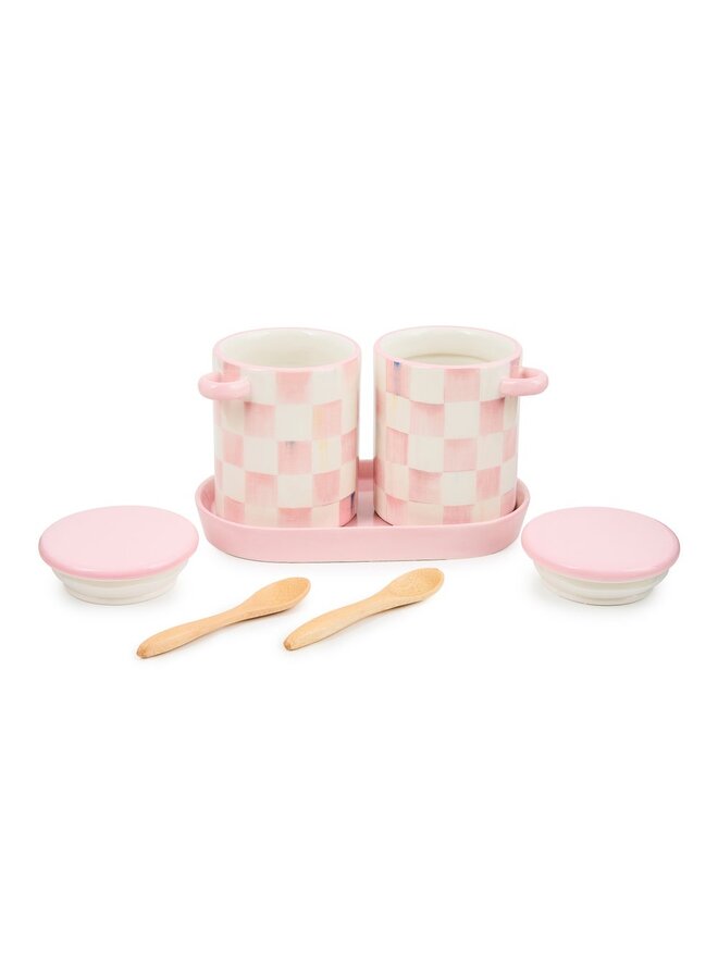 Rosy Check Farmhouse Canisters, Set of 2