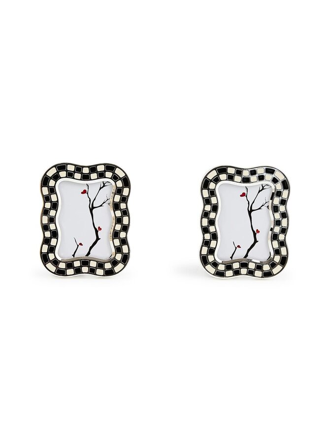 Wavy Check Silver Plated Frames, Set of 2