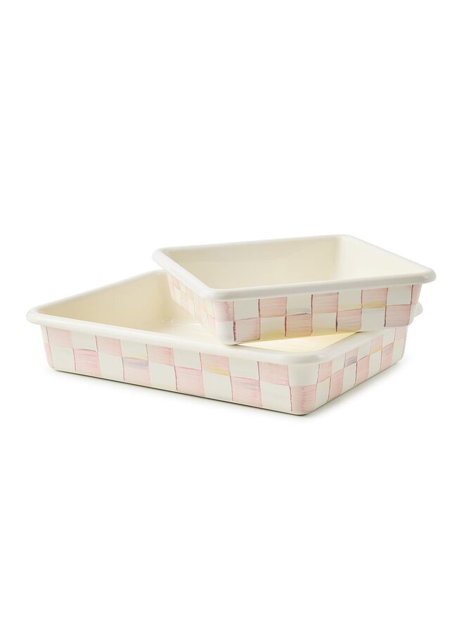 Rosy Check Enamel Square Baking Pan - 8"