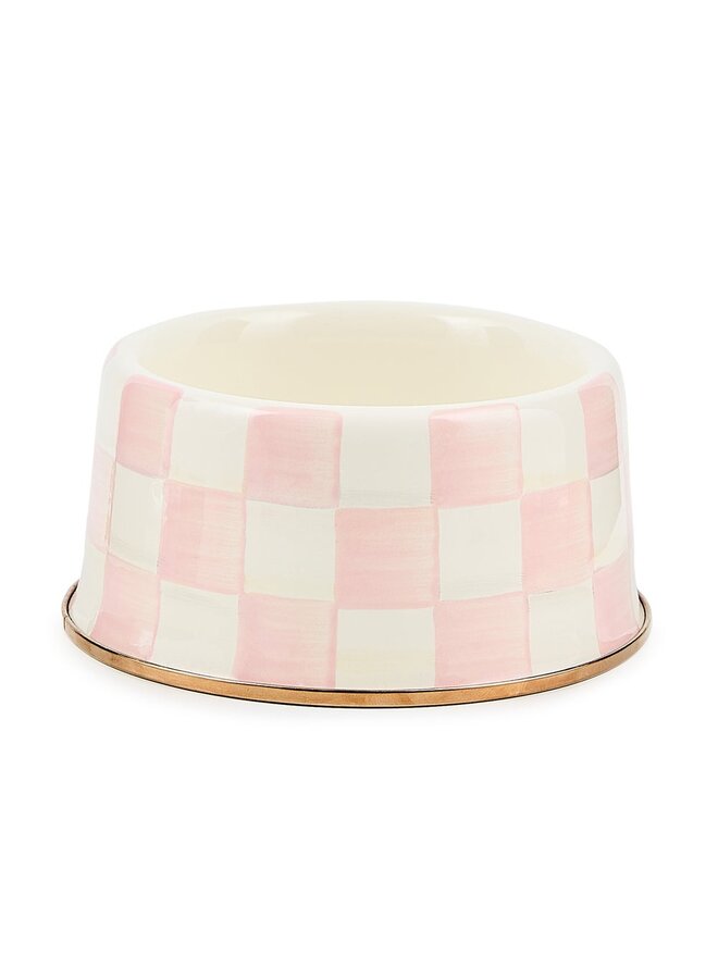 Rosy Check Enamel Pet Dish - Medium
