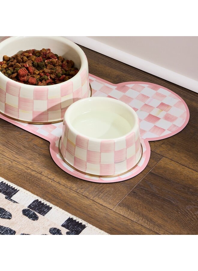 Rosy Check Enamel Pet Dish - Medium