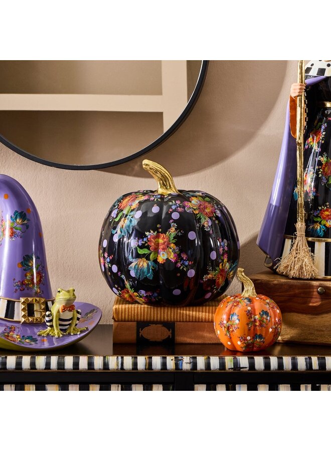 Black Flower Market Medium Pumpkin