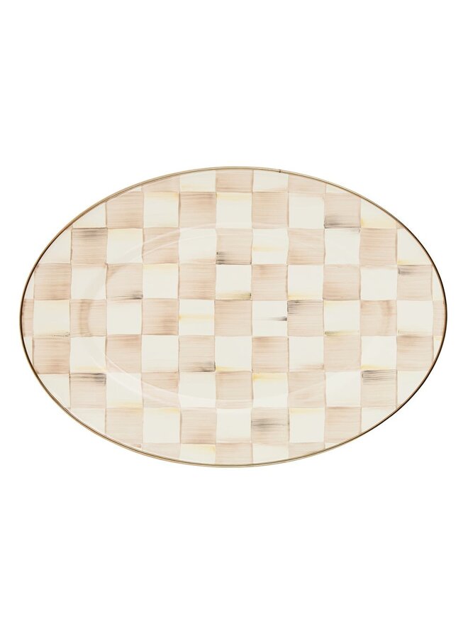 Mocha Check Small Oval Platter