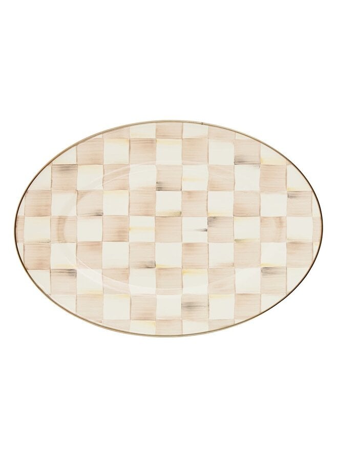 Mocha Check Small Oval Platter