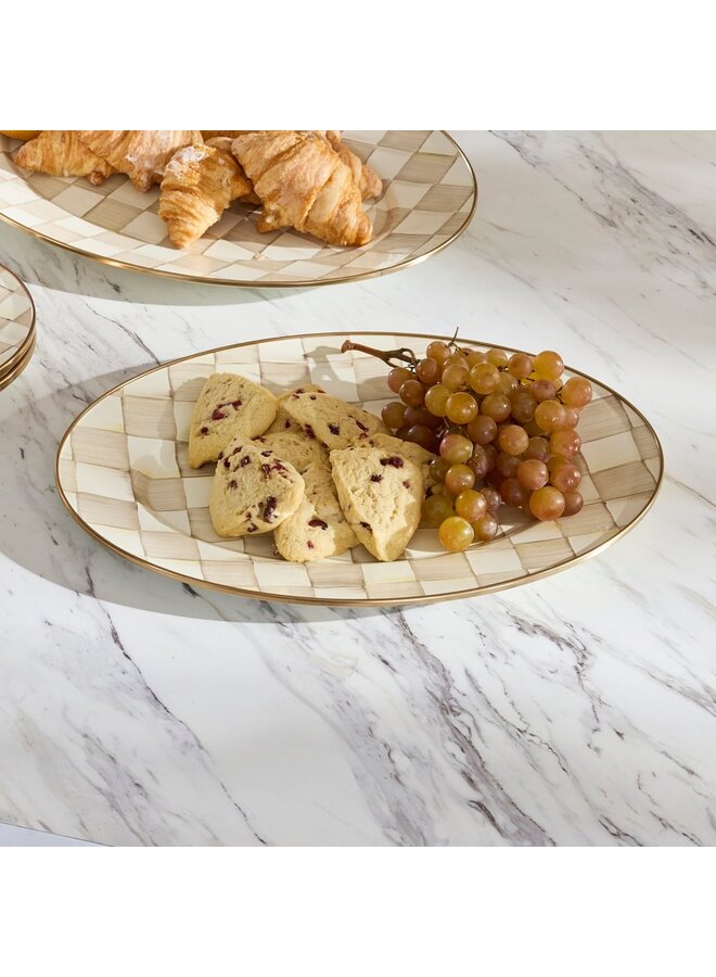 Mocha Check Small Oval Platter