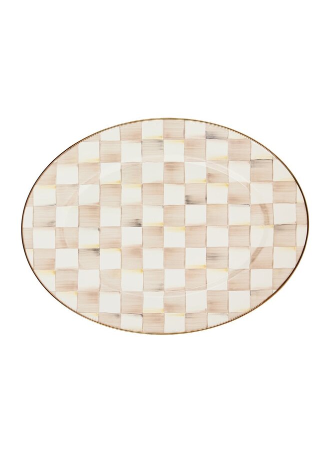 Mocha Check Medium Oval Platter