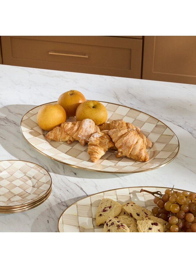 Mocha Check Medium Oval Platter