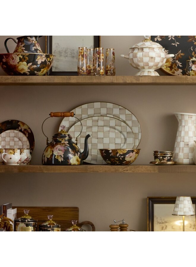Mocha Check Medium Oval Platter