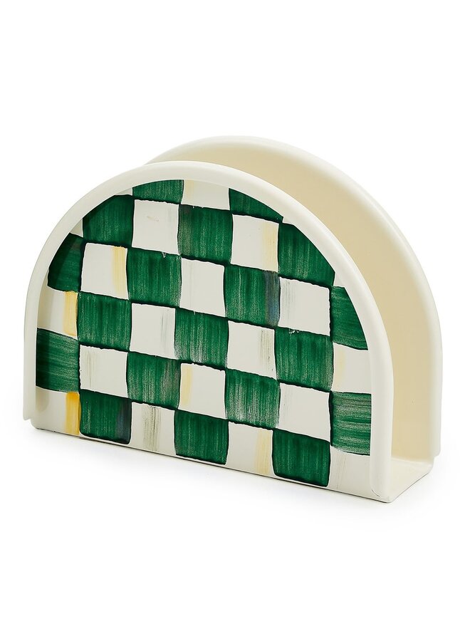 Emerald Check Enamel Napkin Holder
