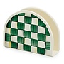 Emerald Check Enamel Napkin Holder