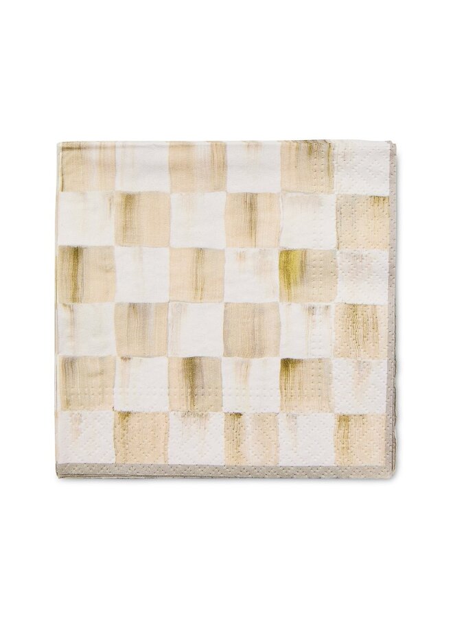 Mocha Check Cocktail Paper Napkins