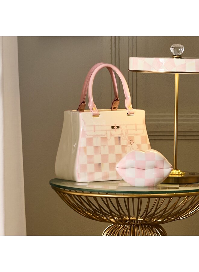 Rosy Check Doodles Handbag Vase