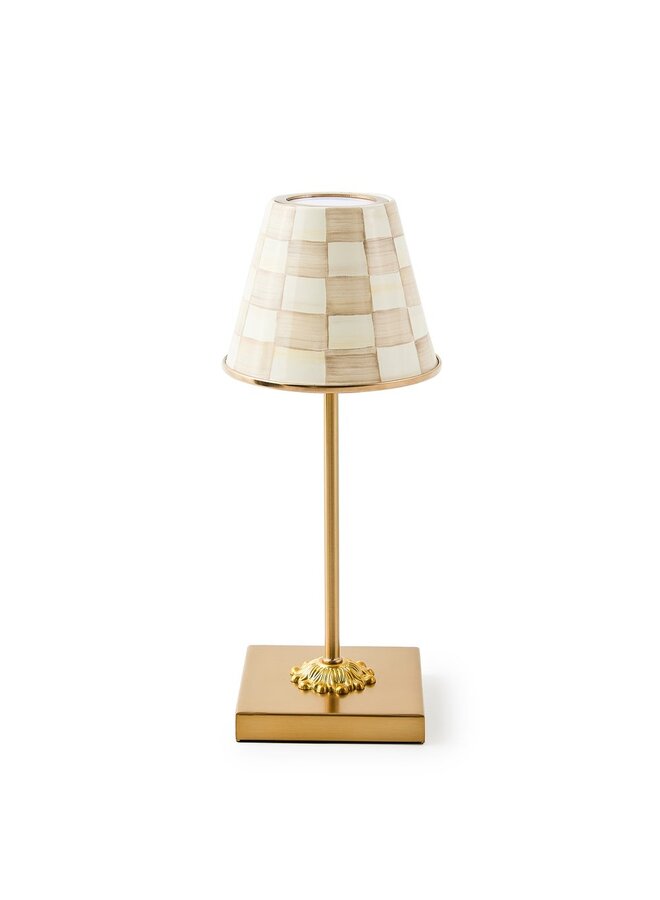 Mocha Check LED Rechargeable Cafe Table Lamp