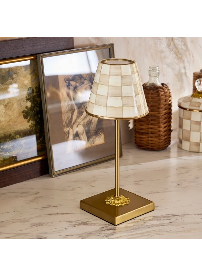 Mocha Check LED Rechargeable Cafe Table Lamp