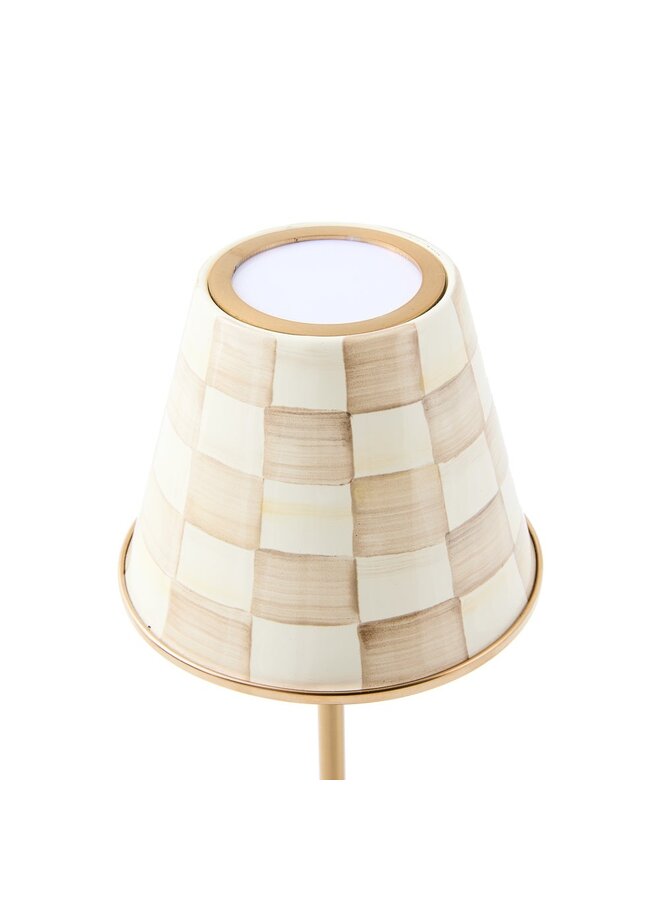 Mocha Check LED Rechargeable Cafe Table Lamp