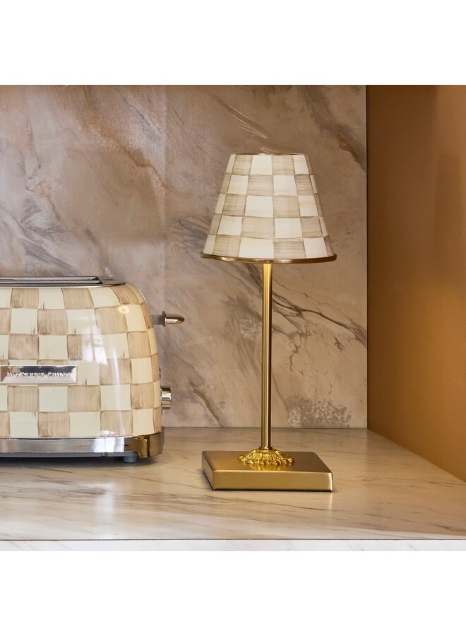 Mocha Check LED Rechargeable Cafe Table Lamp