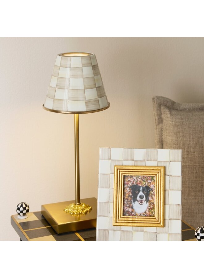 Mocha Check LED Rechargeable Cafe Table Lamp