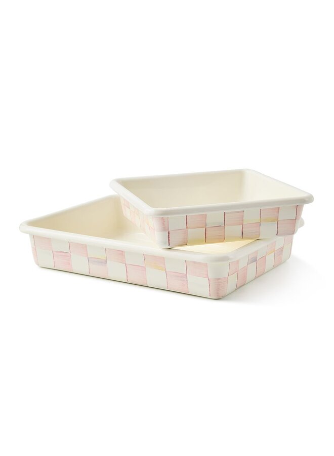 Rosy Check Enamel Baking Pan - 9"X13"